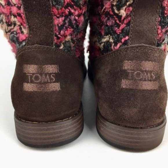 Toms Serra Sweater Slouchy Boot Brown Suede Leather Knit 8 - Picture 5 of 16